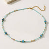 Wholesale Clavicle Chain Necklace With Blue Natural Stone Beads Geometric Style Electroplated For Women