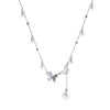 Wholesale Clavicle Chain Necklace Women's Titanium Steel Copper Electroplating Tassel Pearl Bow Design