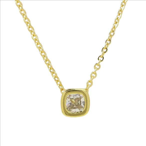 Wholesale Clavicle Chain Pendant Necklace Geometric Square Zircon December Birthstone Brass Copper Electroplating For Women