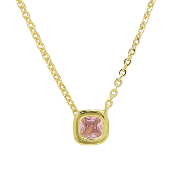 Wholesale Clavicle Chain Pendant Necklace Geometric Square Zircon December Birthstone Brass Copper Electroplating For Women