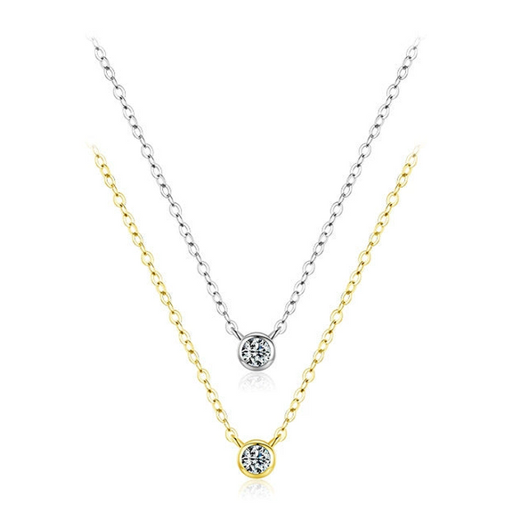 Wholesale Clavicle Chain S925 Sterling Silver Inlaid Zircon Niche Geometric Design