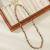 Wholesale Clavicle Chain Set Natural Tourmaline And Stainless Steel Geometric Electroplated Hand Beaded For Women