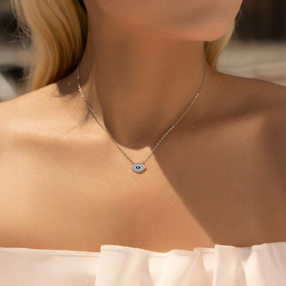 Wholesale Clavicle Chain Silver 925 Sterling Geometric Eye Design Electroplated For Women