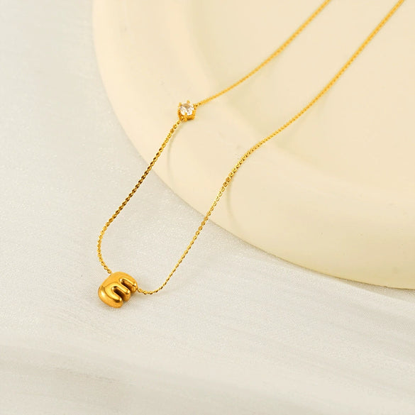 Wholesale Clavicle Chain 316L Stainless Steel And 316L Stainless Steel With English Letter Pendant Electroplating Style For Women