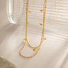Wholesale Clavicle Chain Stainless Steel Double Layer Overlapped Diamond Sequin Tassel Necklace With Geometric Design And Electroplating