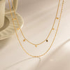 Wholesale Clavicle Chain Stainless Steel Double Layer Overlapped Diamond Sequin Tassel Necklace With Geometric Design And Electroplating