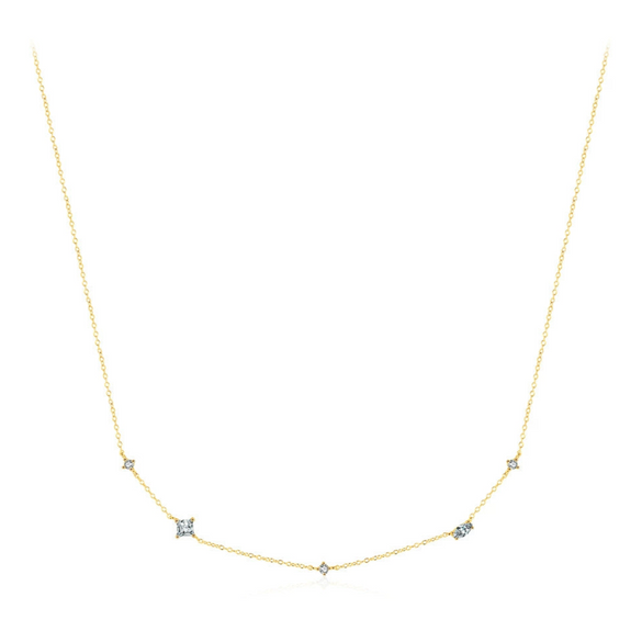 Wholesale Clavicle Chain 925 Sterling Silver Zircon Inlay Geometric Mori Style For Women