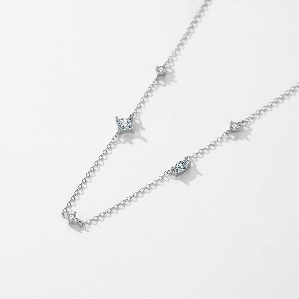 Wholesale Clavicle Chain 925 Sterling Silver Zircon Inlay Geometric Mori Style For Women