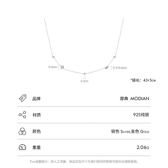 Wholesale Clavicle Chain 925 Sterling Silver Zircon Inlay Geometric Mori Style For Women