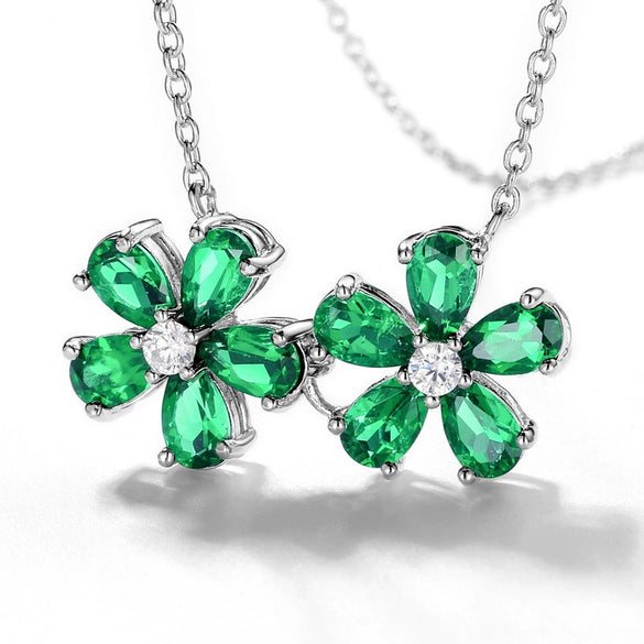 Wholesale Clavicle Chain Vintage Cultivation Emerald 925 Silver Geometric Pattern O Chain Necklace For Women