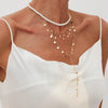 Wholesale Clavicle Necklace Imitation Pearl Copperclad Iron Chain Rhinestone Geometric Electroplated For Women