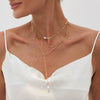 Wholesale Clavicle Necklace Imitation Pearl Copperclad Iron Geometric Electroplated