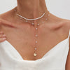 Wholesale Clavicle Necklace Imitation Pearl Copperclad Iron Geometric Electroplated