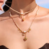 Wholesale Clavicle Necklace Natural Stone Freshwater Pearl 316L Stainless Steel 316L Stainless Steel Geometric Electroplating Women's Accessories