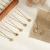 Wholesale Clavicle Necklace Pendant Stainless Steel Natural Stone Geometric Design 18K Gold Plated