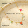 Wholesale Clavicle Necklace Stainless Steel Color Crystal Zircon Flower Electroplated Light Luxury Women's