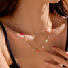 Wholesale Clavicle Necklace Stainless Steel Color Crystal Zircon Flower Electroplated Light Luxury Women's