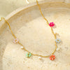Wholesale Clavicle Necklace Stainless Steel Color Crystal Zircon Flower Electroplated Light Luxury Women's
