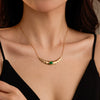 Wholesale Clavicle Necklace Stainless Steel Crescentshaped Natural Stone French Retro Light Luxury Style Electroplating For Women