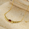Wholesale Clavicle Necklace Stainless Steel Crescentshaped Natural Stone French Retro Light Luxury Style Electroplating For Women