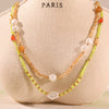 Wholesale Clavicle Necklace 316L Stainless Steel Geometric Electroplating Cat's Eye Stone Beaded For Women