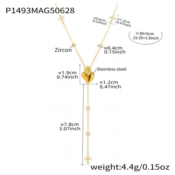 Wholesale Clavicle Necklace 316L Stainless Steel Heartshaped Electroplating For Women