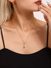 Wholesale Clavicle Necklace Stainless Steel Pvd Electroplated 18K Gold With Square Zircon In Geometric Style For Women