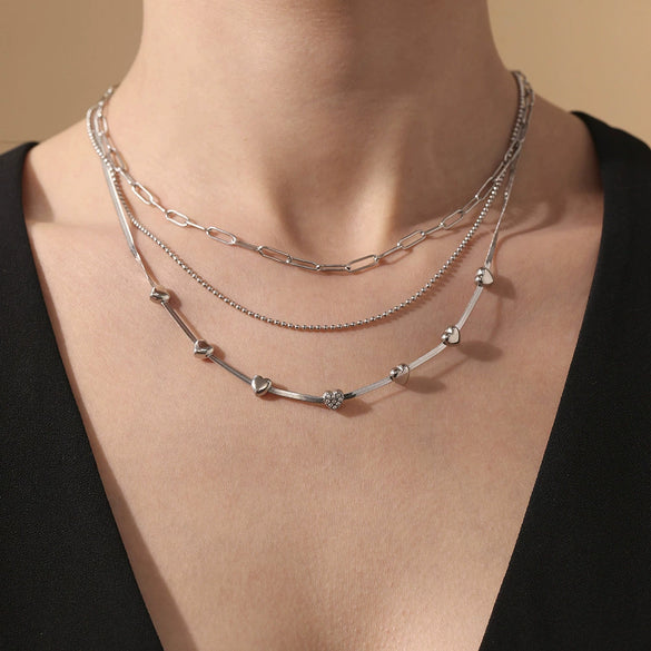 Wholesale Clavicle Necklace 316L Stainless Steel 316L Stainless Steel Highpolished Heart Geometric Light Luxury Electroplated Jewelry For Women