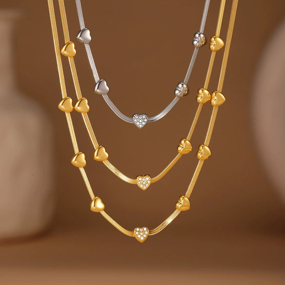 Wholesale Clavicle Necklace 316L Stainless Steel 316L Stainless Steel Highpolished Heart Geometric Light Luxury Electroplated Jewelry For Women
