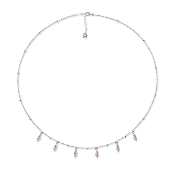 Wholesale Clavicle Necklace 925 Sterling Silver Drop Shape Rhinestone Electroplated For Women