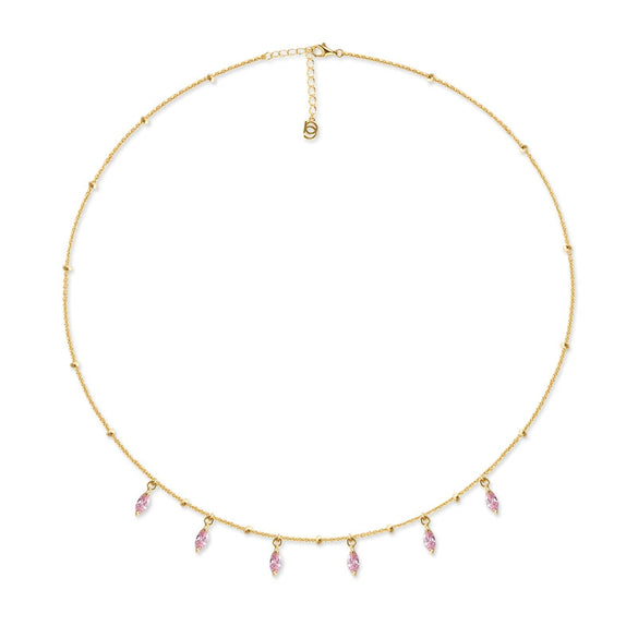 Wholesale Clavicle Necklace 925 Sterling Silver Drop Shape Rhinestone Electroplated For Women
