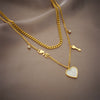 Wholesale Clavicle Necklace Titanium Steel Geometric Heart Electroplating For Women