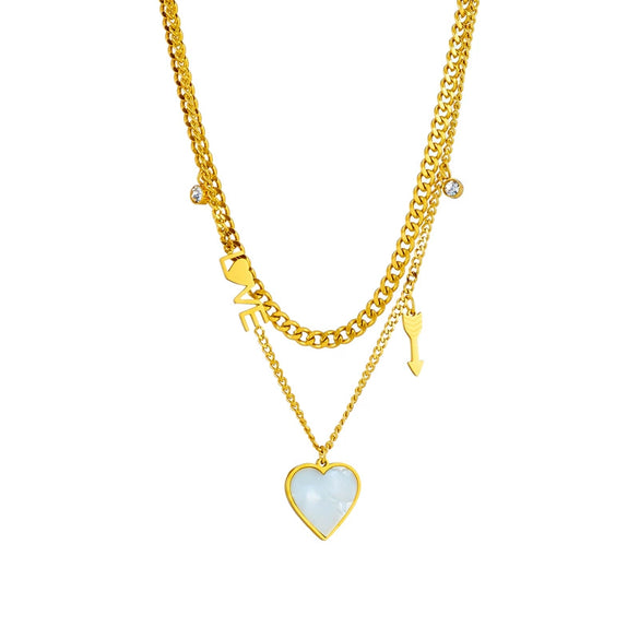 Wholesale Clavicle Necklace Titanium Steel Geometric Heart Electroplating For Women
