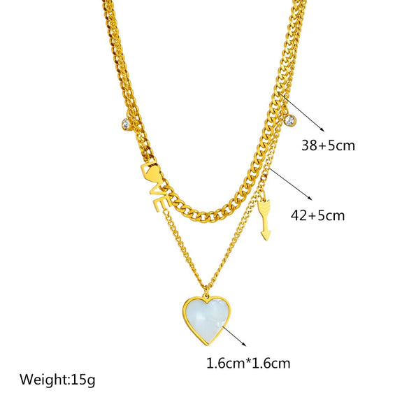 Wholesale Clavicle Necklace Titanium Steel Geometric Heart Electroplating For Women