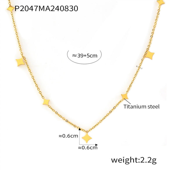 Wholesale Clavicle Necklace 316L Stainless Steel Geometric Star Electroplating Style For Women