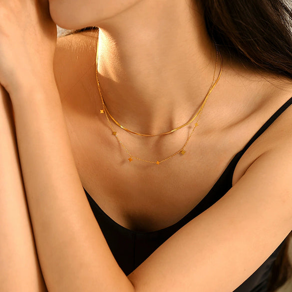 Wholesale Clavicle Necklace 316L Stainless Steel Geometric Star Electroplating Style For Women