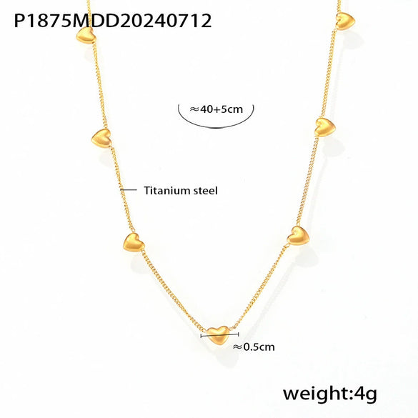 Wholesale Clavicle Necklace Titanium Steel 18K Gold Plated Heart Shape Hiphop Style