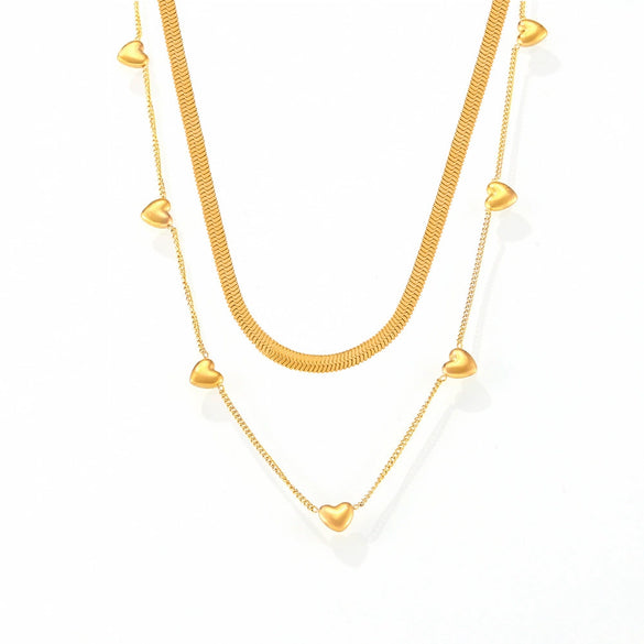 Wholesale Clavicle Necklace Titanium Steel 18K Gold Plated Heart Shape Hiphop Style