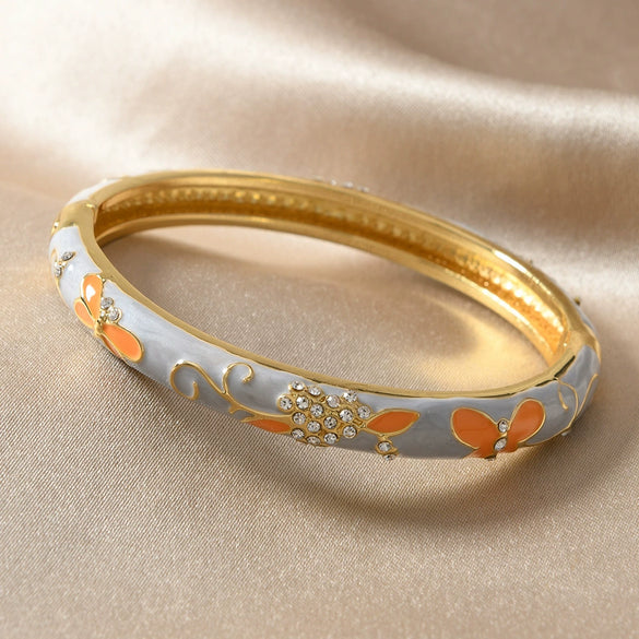 Wholesale Cloisonné Bracelet For Women Filigree Enamel Round Carved Tulip Vintage Palace Style Electroplated