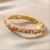Wholesale Cloisonne Women's Opening Bracelet Palace Style Traditional Gold Plated Electroplated Inlay High Light Diamond Jewelry