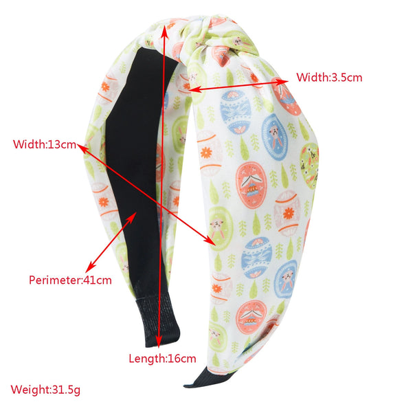 Wholesale Cloth Easter Egg Hair Hoop With Bunny Print And Diamond Design For Women