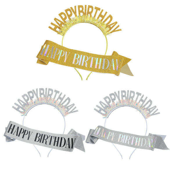 Wholesale Cloth Glitter Headband Shoulder Strap Etiquette Belt Set Lovely Style With Stamping Hair Accessories Party Decoration