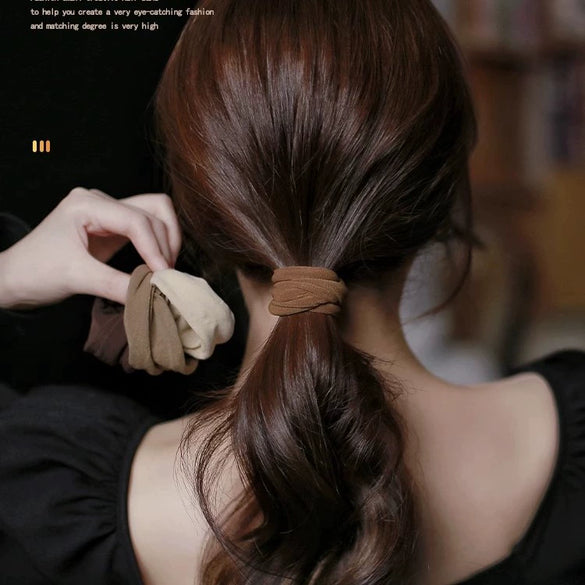 Wholesale Cloth Handmade Elegant Widebrimmed Seamless Soft Highelastic Hair Ring Head Rope For Women