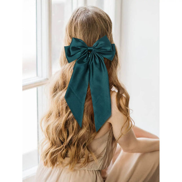 Wholesale Cloth Handmade Retro Ribbon Bow Spring Clip Hairpin For Women