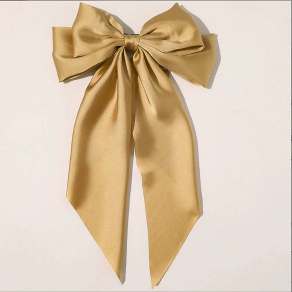 Wholesale Cloth Handmade Retro Ribbon Bow Spring Clip Hairpin For Women