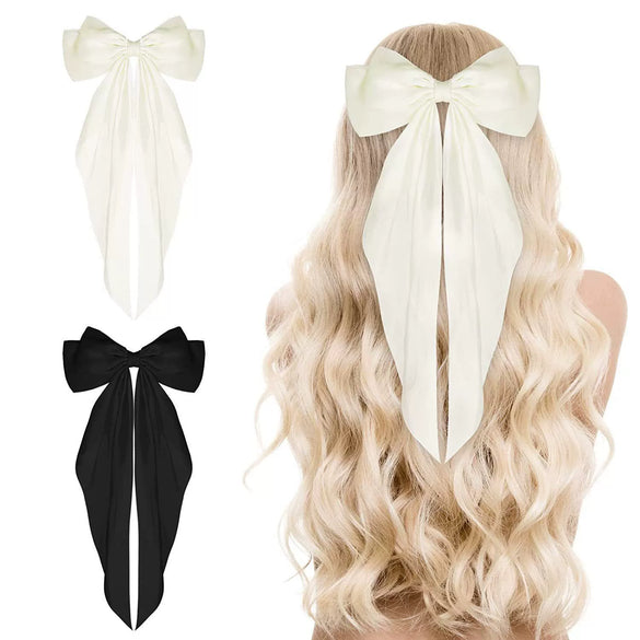 Wholesale Cloth Handmade Retro Ribbon Bow Spring Clip Hairpin For Women