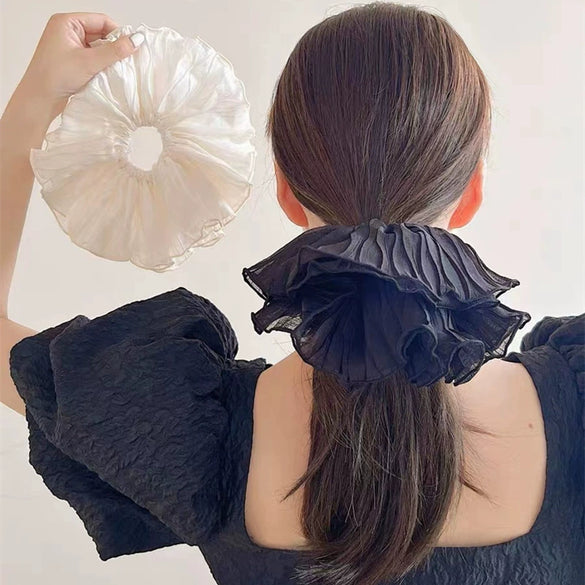 Wholesale Cloth Handmade Sweet High Elasticity Pleated Large Intestine Hair Ring Hair Accessories