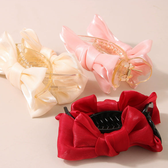 Wholesale Cloth Handmade Women's Mesh Bowknot Horsetail Clamp Hair Accessory