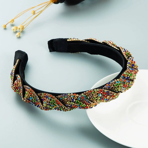 Wholesale Cloth Headband With Diamond And Retro Color Versatile And Minimalist Style