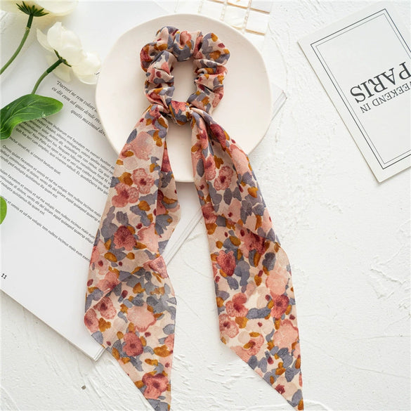 Wholesale Cloth Headwear Women's Hair Tie Ponytail Long Streamer Large Intestine Circle Floral Seiko Design